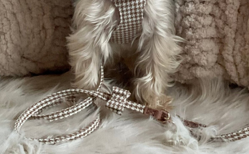 houndstooth beige leash